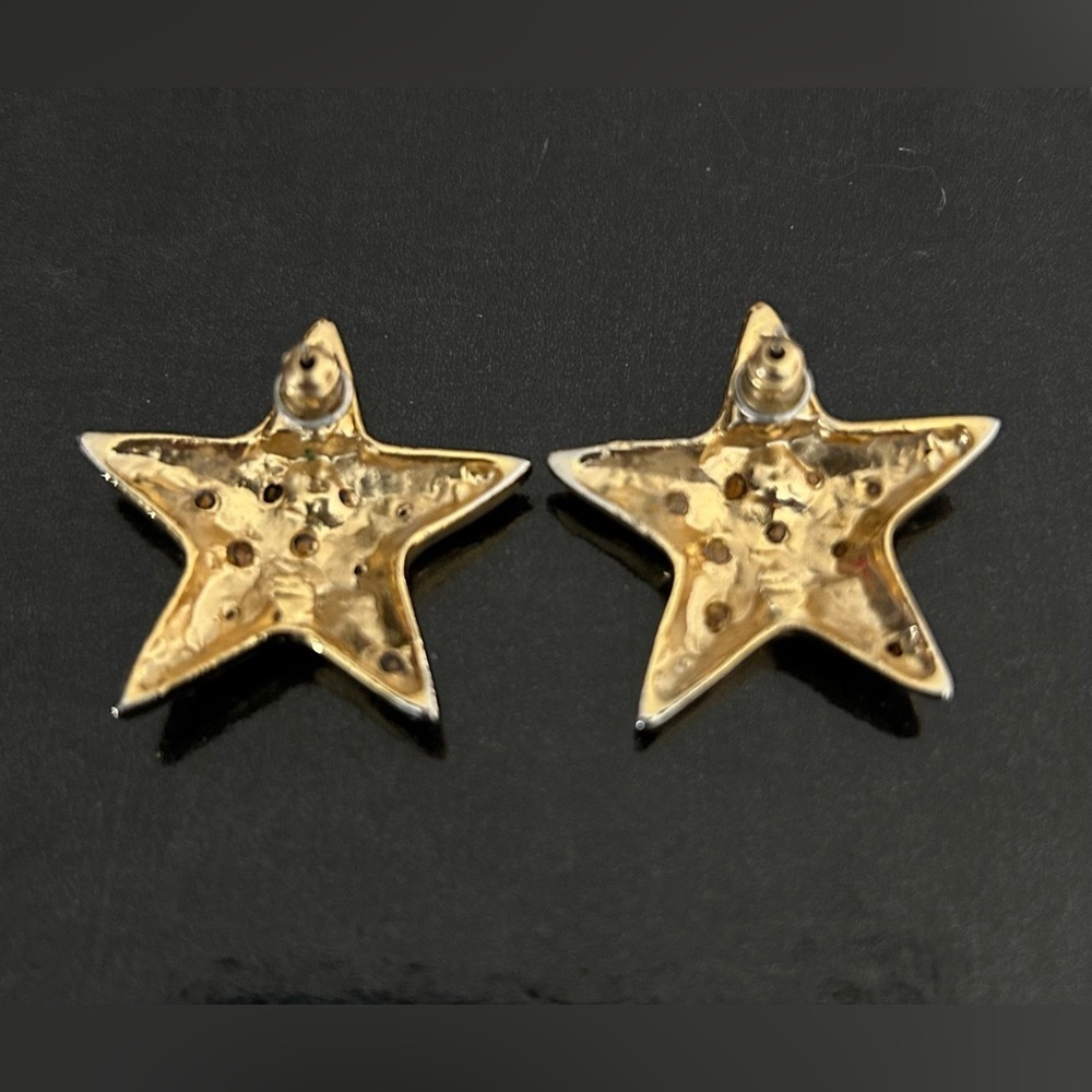 Star Gold and Rhinestone Earrings - Picture 2 of 4